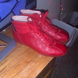 Red High Top Gucci Shoes